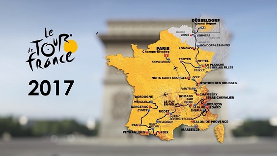 Carte du parcours du Tour de France 2017 - JPEG